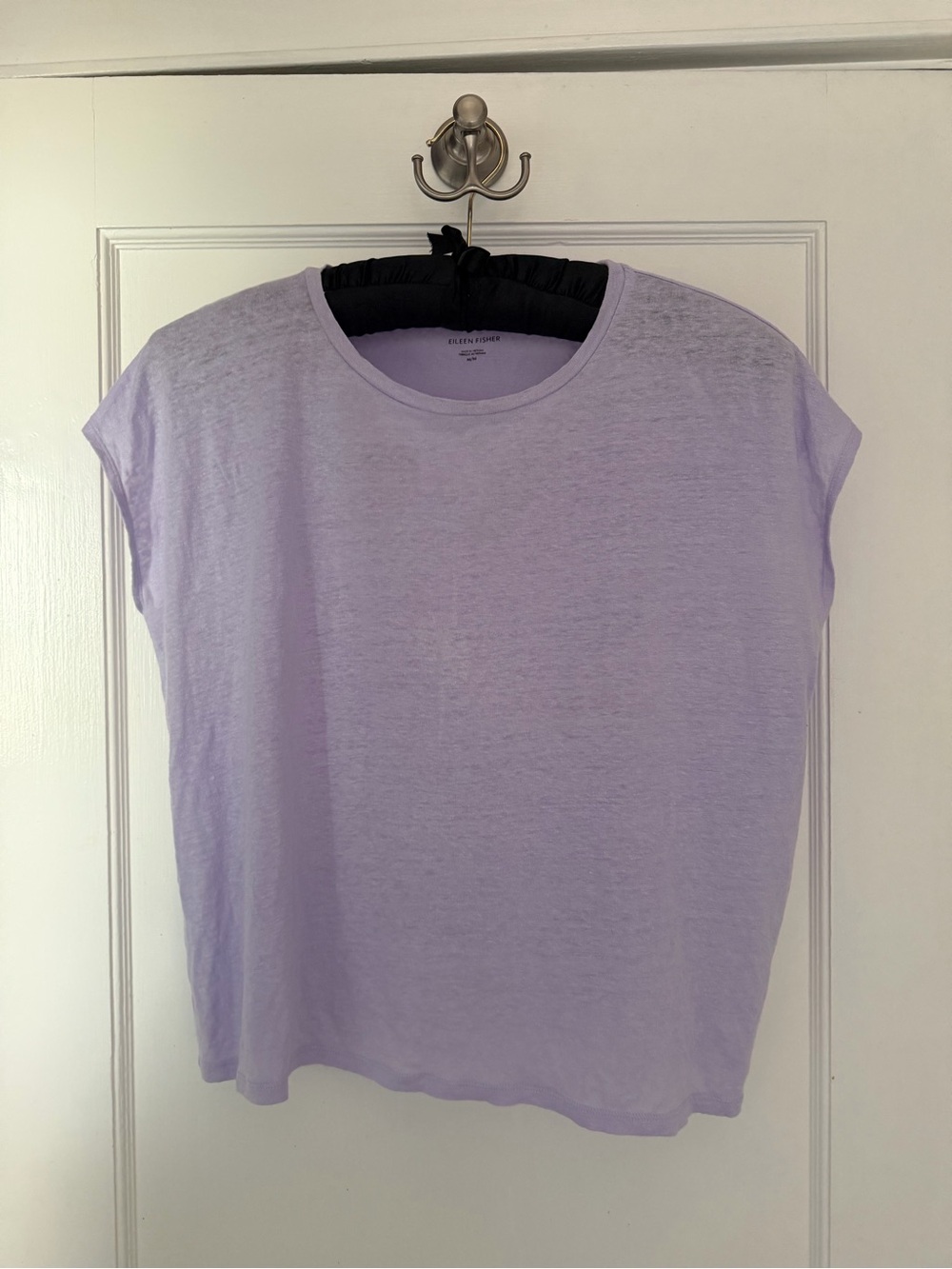 Eileen Fisher Organic Linen Cap Sleeve Tee Shirt Medium Lavender